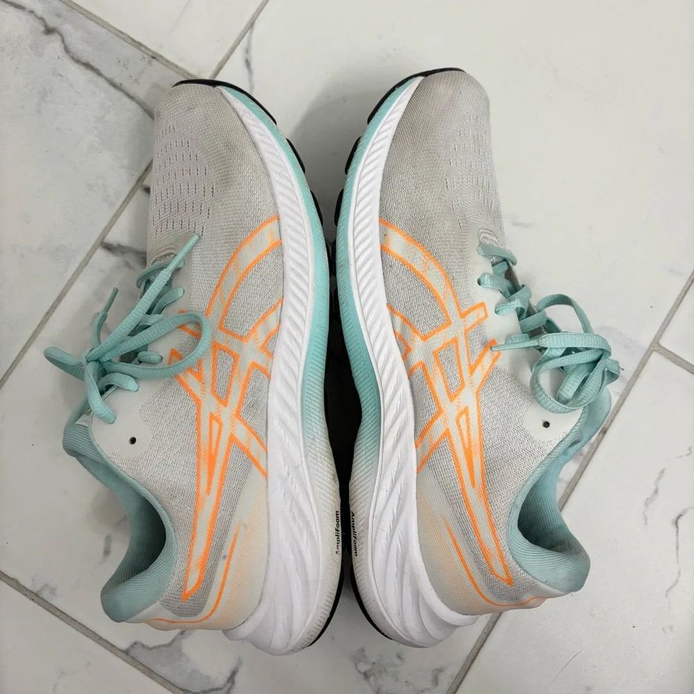 ASICS Gel-Excite 9 Running Shoes Womens 8 Sneakers Orange Aqua Blue White
